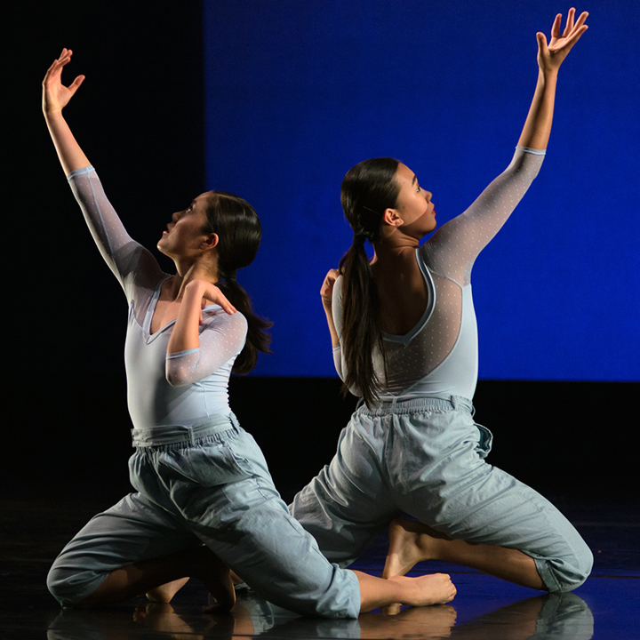Two dancers performing at the Spring '18 Student Concert.