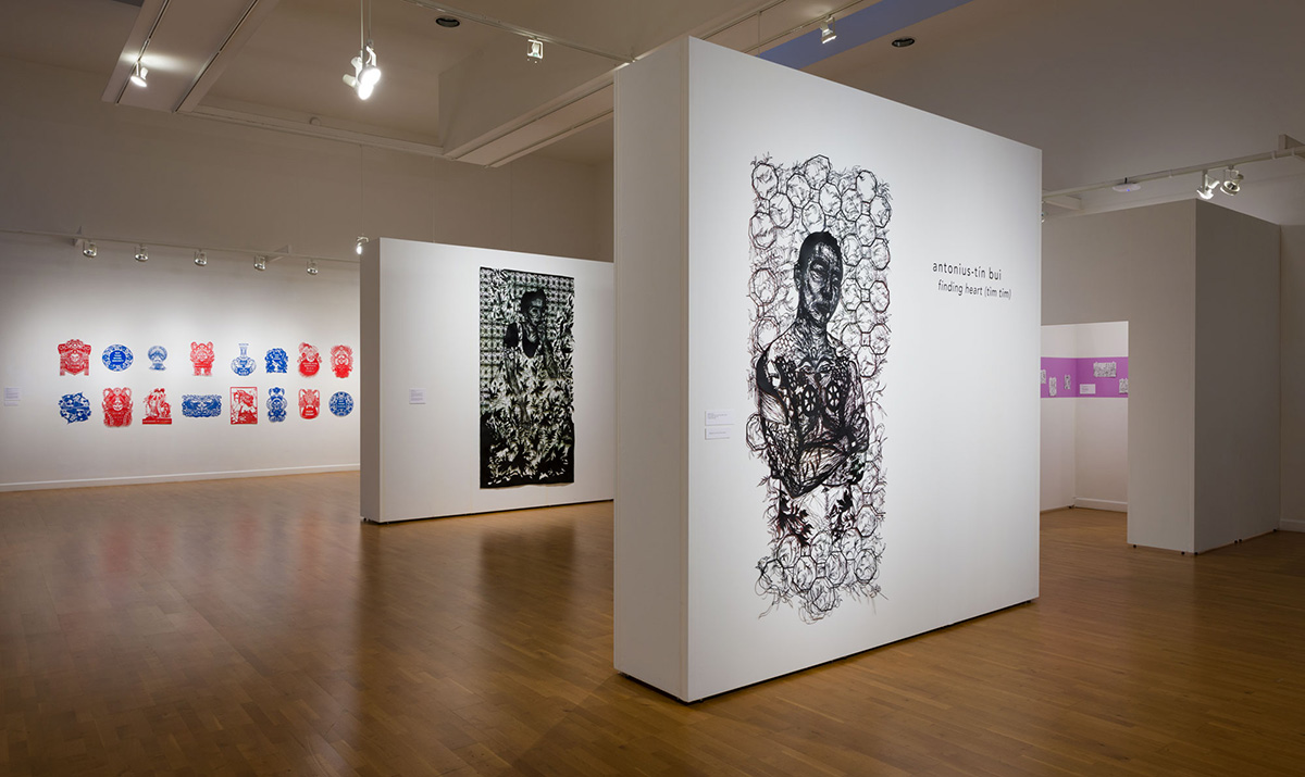 Installation view of Finding Heart (tìm tim) in the Laband Art Gallery