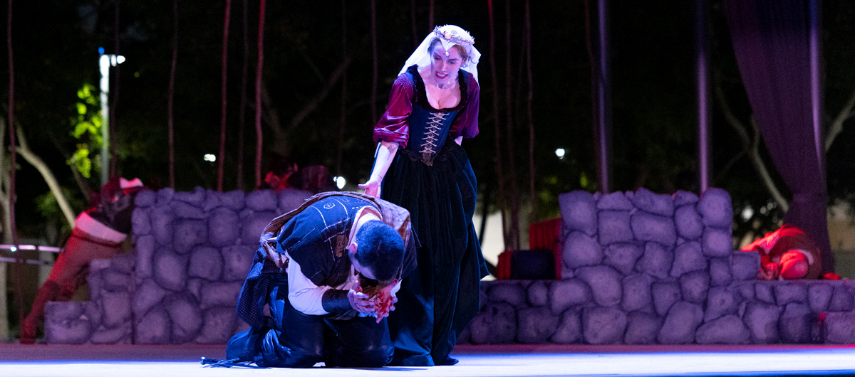 Lady Macbeth confronting Macbeth.