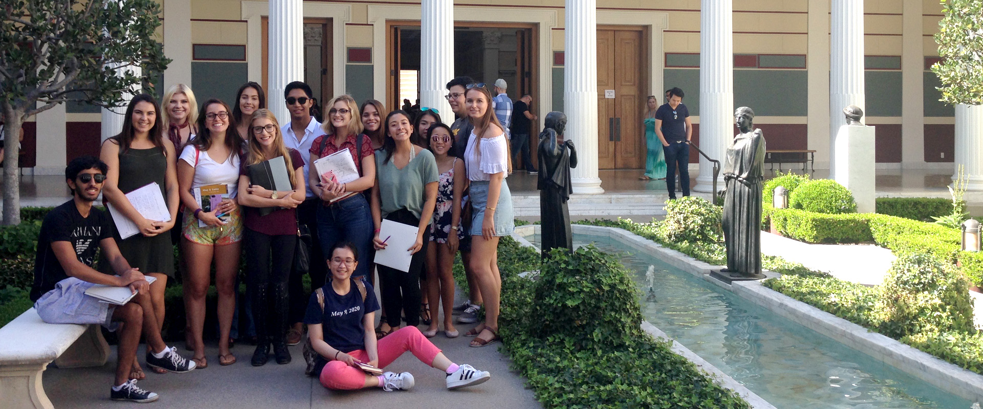 A group of students visiting the Getty Villa.
