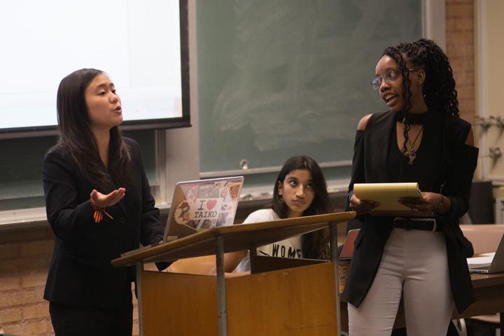 Students participating in a social justice debate.