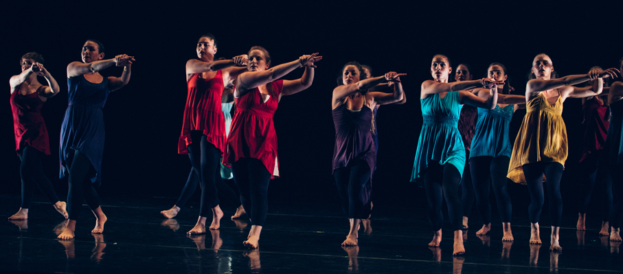 A group of dancers perform at the Fall '14 Faculty Concert.