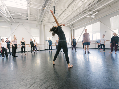 Dance students practicing in a studio.