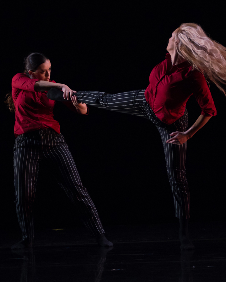 Two dancers perform at the Spring '18 Student Concert.