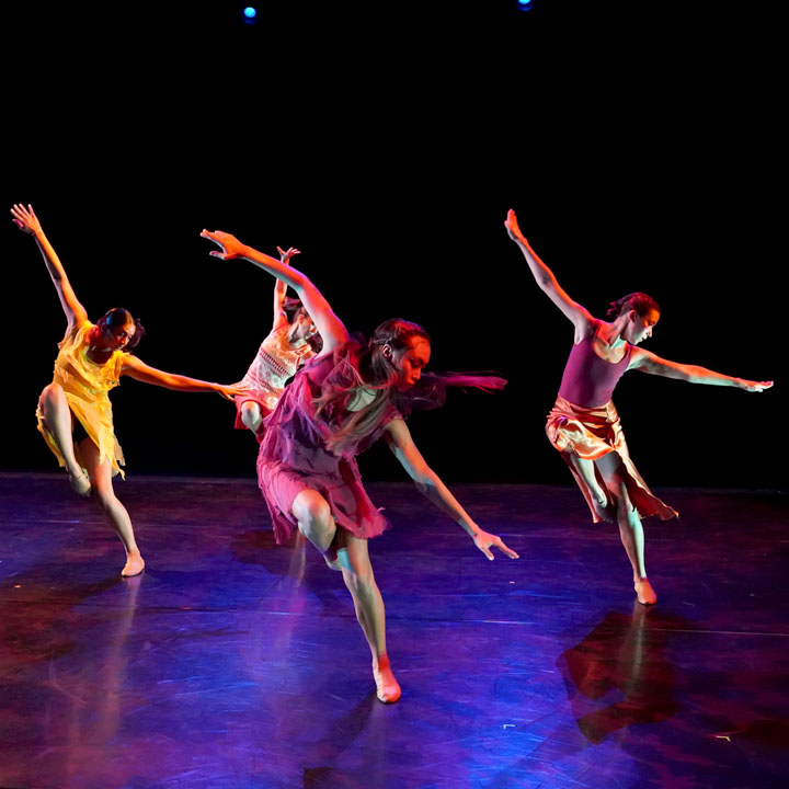 Dancers performing onstage during one of their concerts.