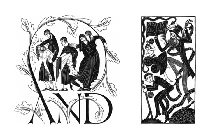 “The Burial of Christ” and “The Lord’s Song” by Eric Gill.
