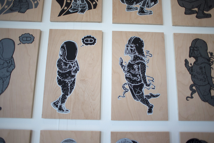 A set of artwork from the 2015 Young Contemporaries exhibition.