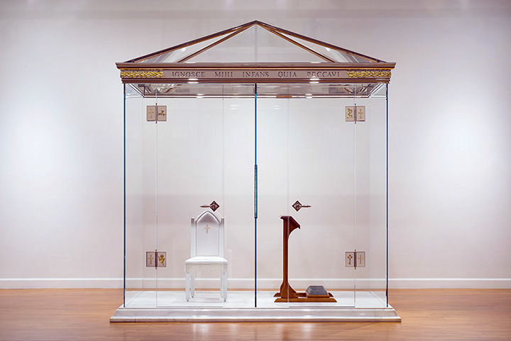 Trina McKillen, Bless Me Child For I have Sinned, 2010-2018, glass, marble wood, metal and textiles, Courtesy of the artist and Lisa Sette Gallery