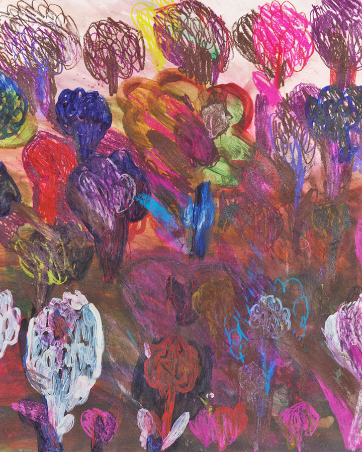 abstract color pencil drawing of flowers