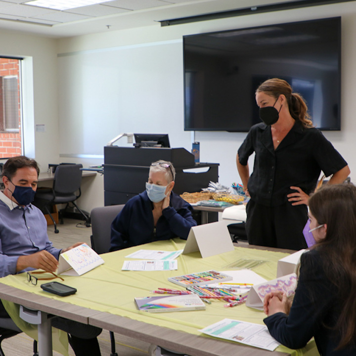 Law school and CFA staff meet for an art therapy session on the LLS campus.