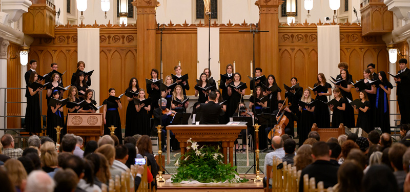 The LMU Consort Singers performing in Sacred Heart Chapel.