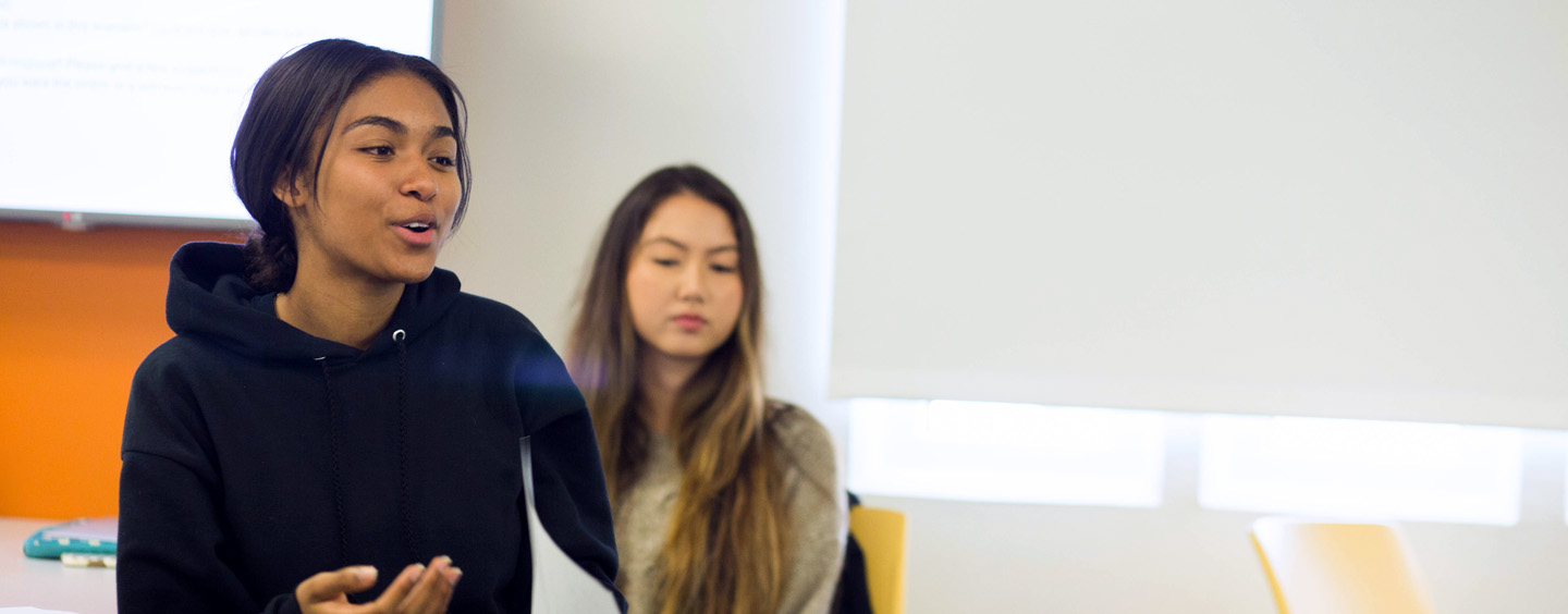 Students participating in a class discussion.