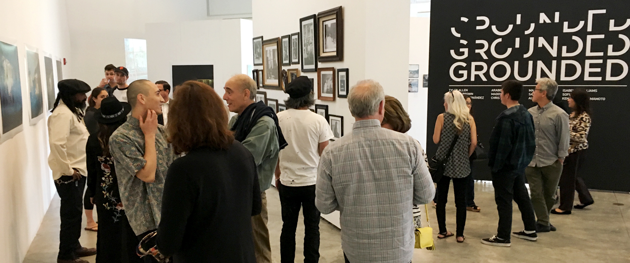 Gallery visitors at the 2017 Fine Arts Senior Exhibition.
