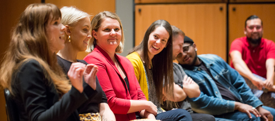 A panel of artists speak at a KaleidoLA event.