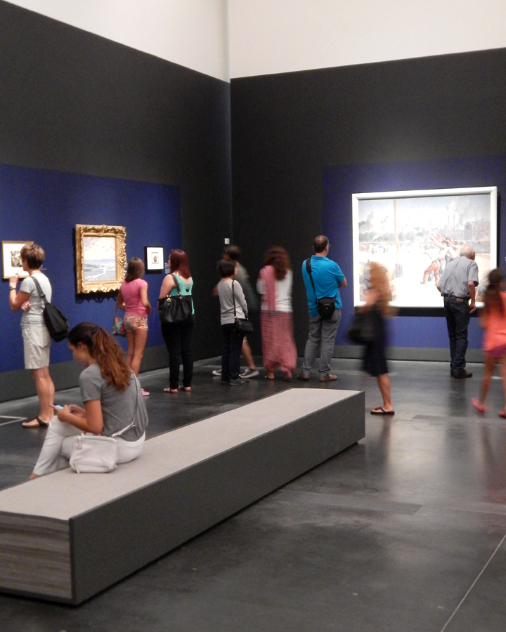 Visitors at a gallery at the Los Angeles County Museum of Art.