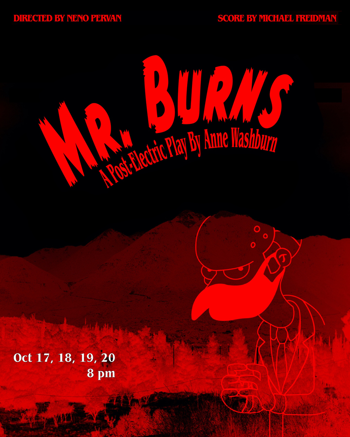 Poster for Mr. Burns, with Mr. Burns in red.