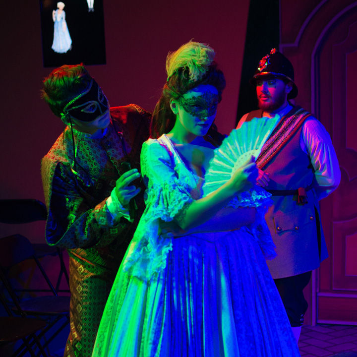 Students performing in a production of Emperor of the Moon.