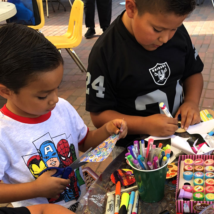 Children doing arts and crafts together